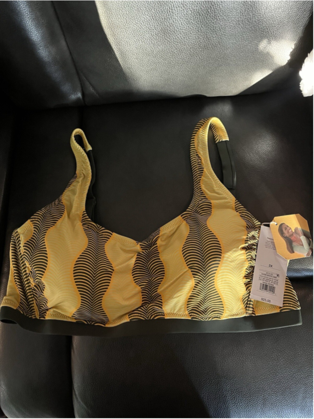 NWT Fe Noel X Target Women's 2X Yellow Green Boho Printed Pullover Bikini Top